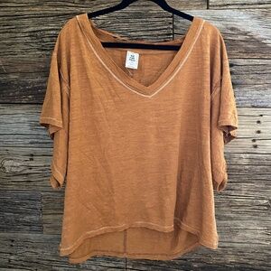 Free People V-Neck Oversized Batwing Tee